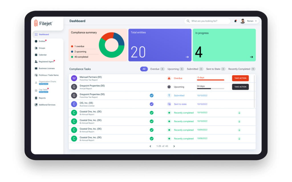 Filejet Dashboard Screenshot