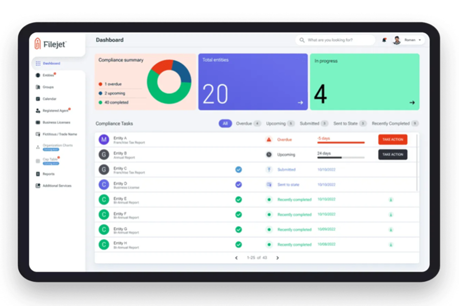 Filejet platform on tablet device